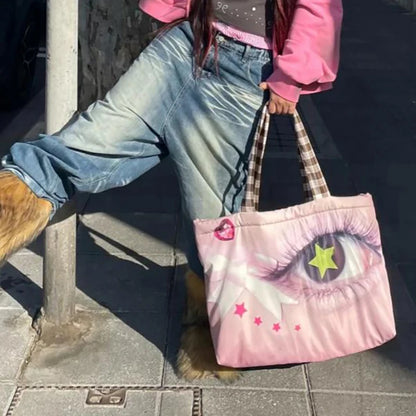 Brand Portrait Print Tote Bag Large Capacity Top-handle Shopper Bag Fashion Pvc Kraft Paper Shoulderbag Waterproof Pouch Storage