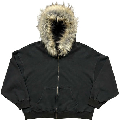 Fluffy Hat Hoodie Solid Color Casual Long Sleeve Hoodie Retro Coat Street Trend Y2K
