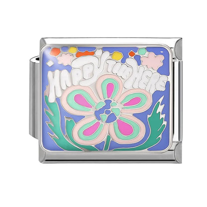 Fashion Drip Glaze Blue Eyes Colorful Butterfly Italian Charm Links Fit 9mm Stainless Steel Bracelet Jewelry DIY Making Beads
