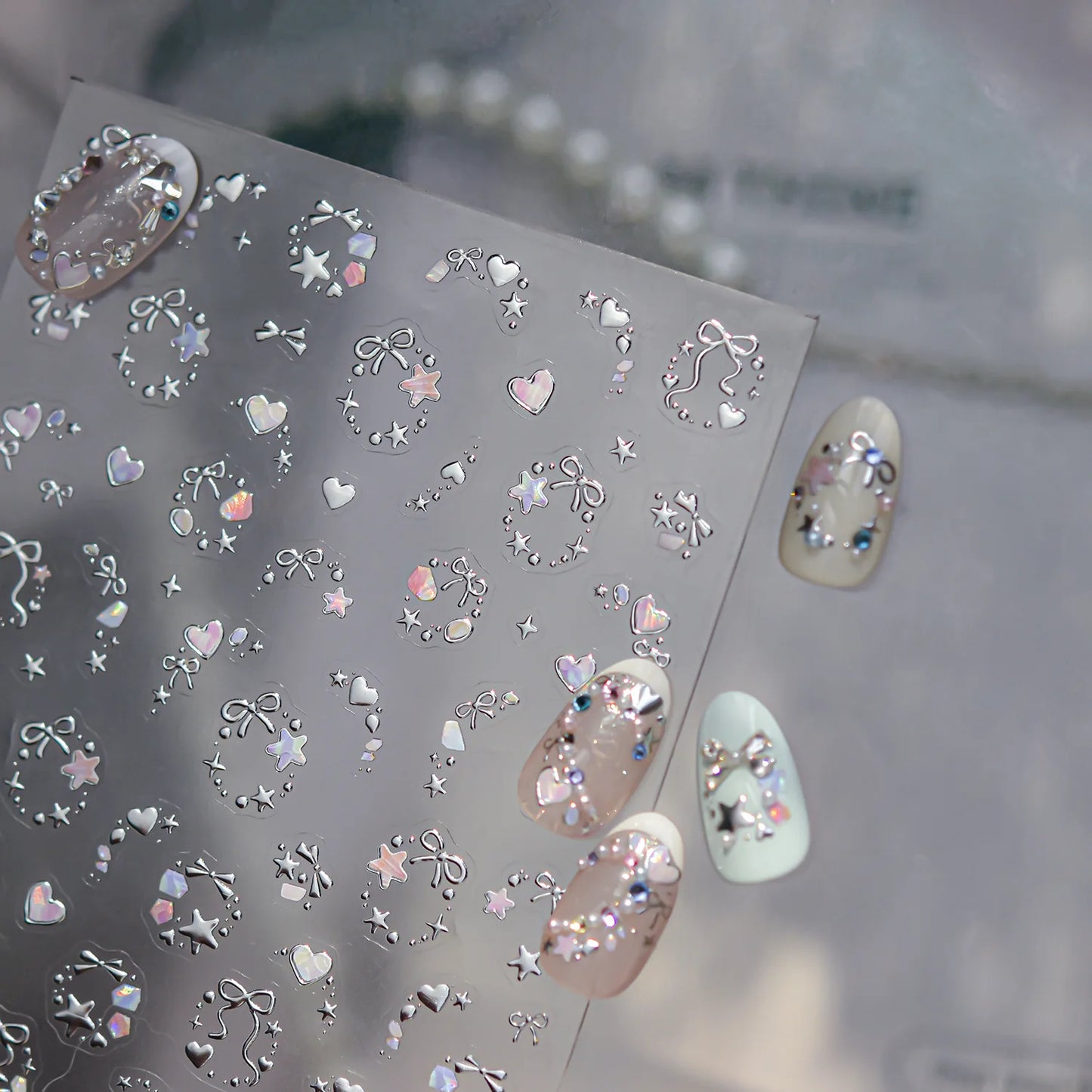 Exquisite Stars Love Garland Stickers Nail Art Decoration 5D Metal High Quality Dreamy Self Adhesive Nail Stickers 3D Decals DIY