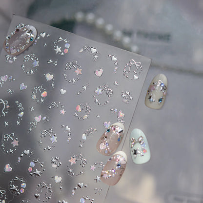 Exquisite Stars Love Garland Stickers Nail Art Decoration 5D Metal High Quality Dreamy Self Adhesive Nail Stickers 3D Decals DIY