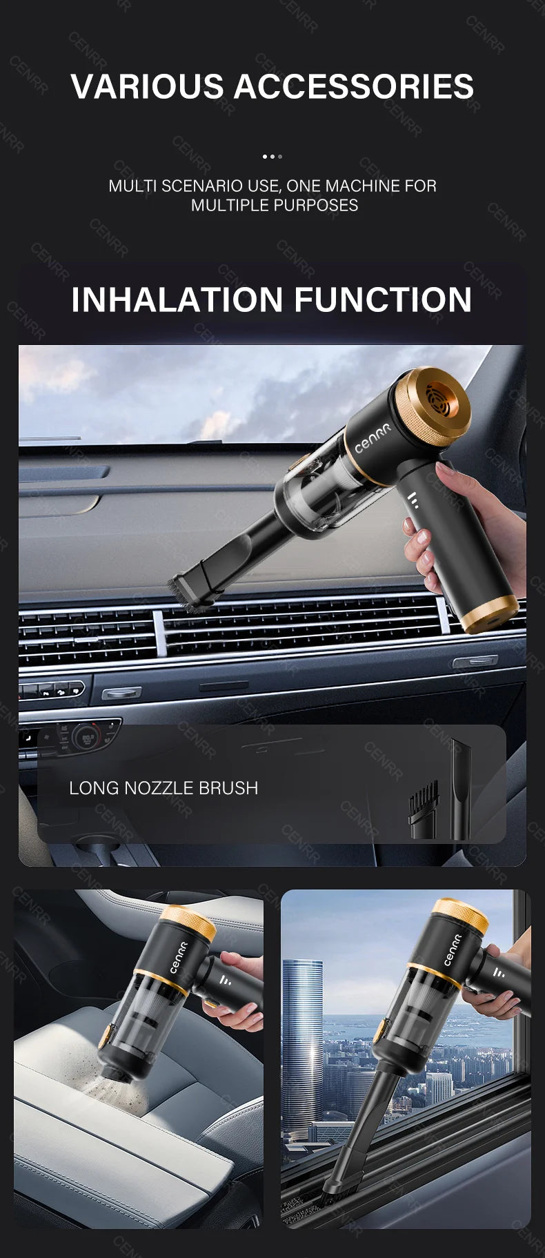 CENRR 2026 Car Vacuum Cleaner Mini 998000PA Cordless Powerful for Home Handheld Blower Car Cleaner Portable Car Vacuum Cleaner