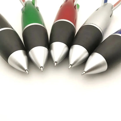 4in1 Color Retractable Rocket Ballpoint Pen 1.0mm Bullet Tip Office School Writing Signature Ball Pens Stationery Black Blue Red