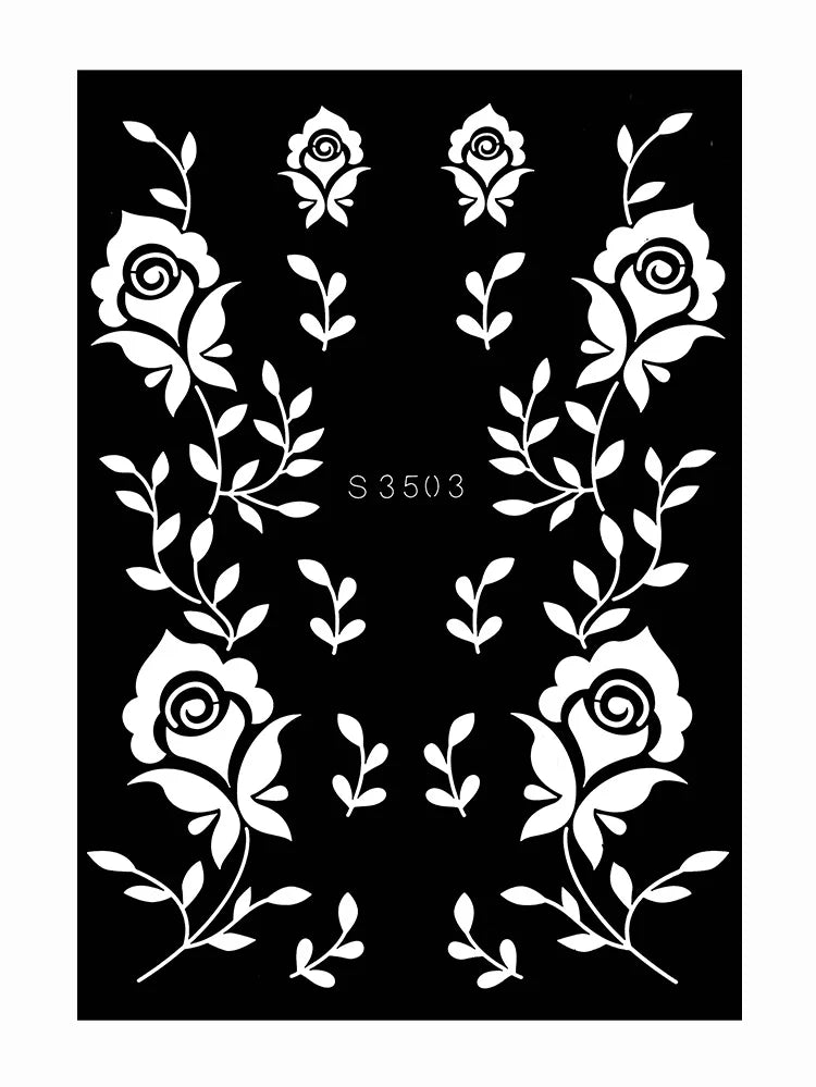 Flower Tattoo Stencil Reusable Henna Template for Hand and Body Henna Tattoo Design for Wedding Festival Party Tattoo Tools