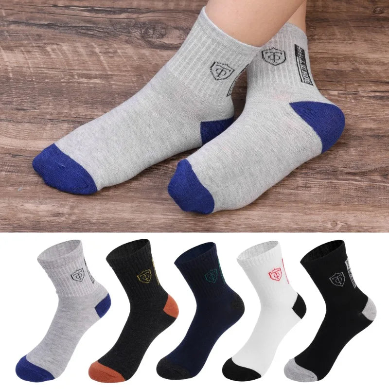 5/10 pairs Breathable Men's Basketball Crew Socks for Spring and Fall Sweat Absorption Deodorant Sports Stockings