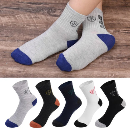 5/10 pairs Breathable Men's Basketball Crew Socks for Spring and Fall Sweat Absorption Deodorant Sports Stockings