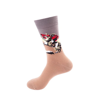 1 Pair Van Gogh Starry Night Cotton Socks Women Men Mona Lisa Oil Painting Retro-classical Series Skateboard Casual Couple Socks