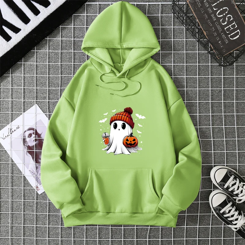 Women's Fashion Tops Casual O-neck Halloween Print Long Sleeve Loose Pullover Shirts, Creative Halloween Theme Printed Hoodie