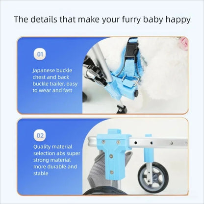Pet Dog Wheelchair Cart Adjustable Pet Mobility Aid with Wheels Disabled Cat Dog Rehabilitation Walking Mobility Aid Pet Bracket