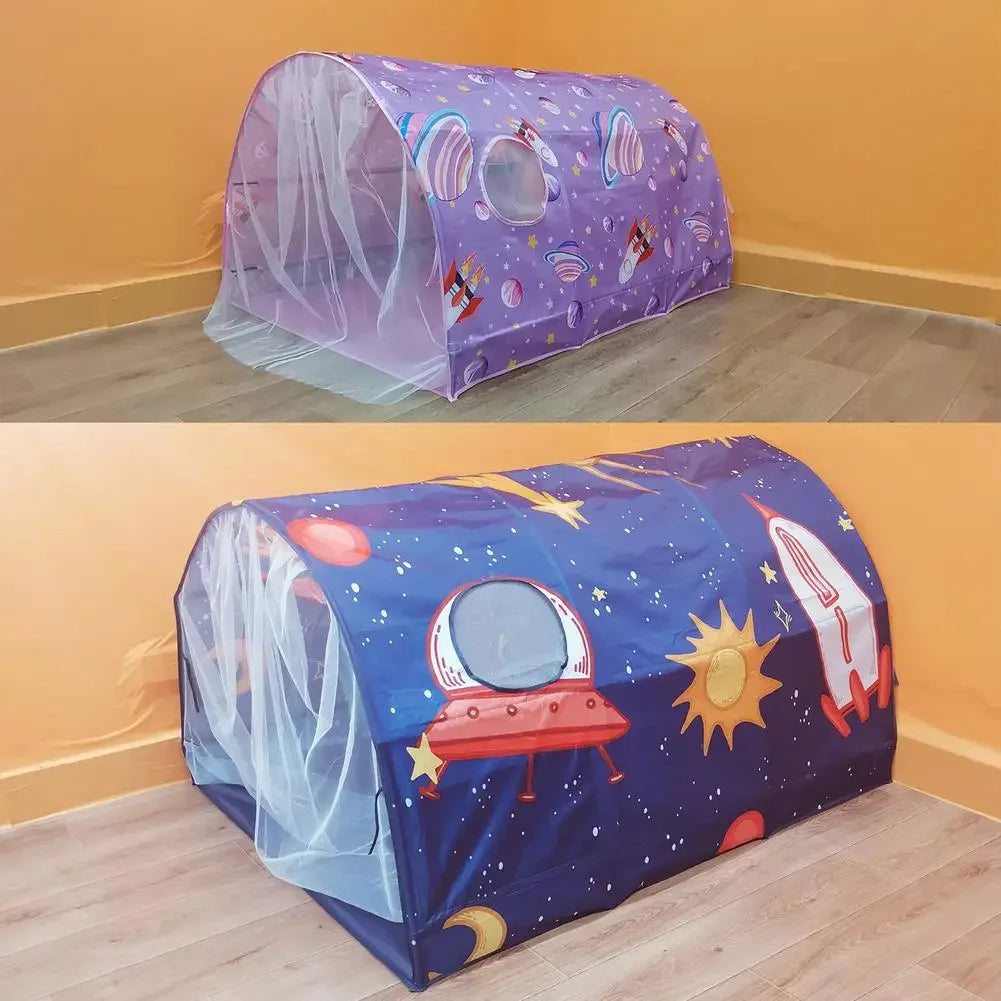 Starlight Dream Bed Canopy Play Tent for Kids Portable Fairy House Tunnel Cozy Playhouse Decor for Children Girls Boys