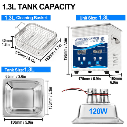 Ultrasonic Cleaner Glass Jewelry Watch Tools 1L 40KHz Ultrasonic Cleaning Machine 60W 120W Ultrasound Bath Degas Semiwave