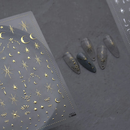 Bronzing Nails Sticker Ice Transparent Star Back Adhesive Nail Art Stickers Cool Five-pointed Star Manicure Decoration 3D Decals