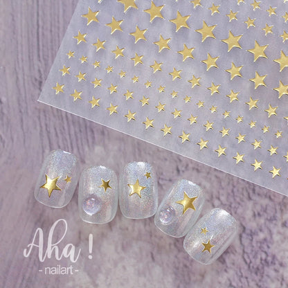 1pc Sliver Gold Star Nail Art Stickers Y2K Charms Self-Adhesive Sliders Laser White Chrome Gel Polish Decals Kawaii Accesories