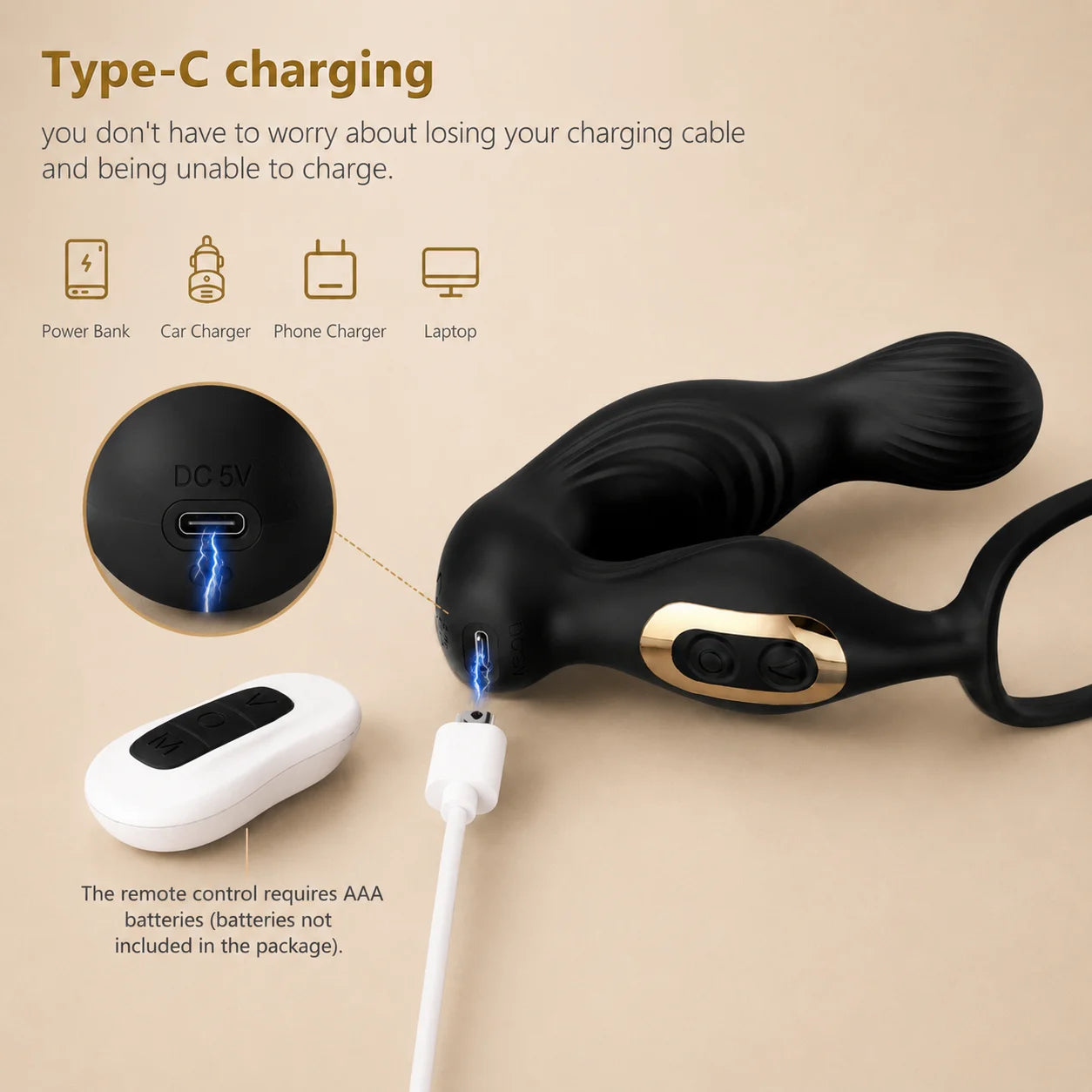 Prostate Massager Vibrator Sex Toy for Men Anal Butt Plug Rechargeable 360 Rotating Head Remote Control Penis Ring Waterproof