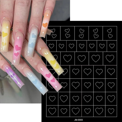 24-Design Airbrush Stencil Nail Stickers 1Pcs Butterfly/Heart/French Line Nail Decal Adhesived DIY Nail Template Airbrush Slider