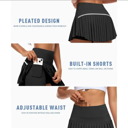 Fashion New Summer Sports Shorts Women Pleated Mini Skirt Anti Glare Short Skirt Running Outdoor Fitness Breathable Tennis Skirt