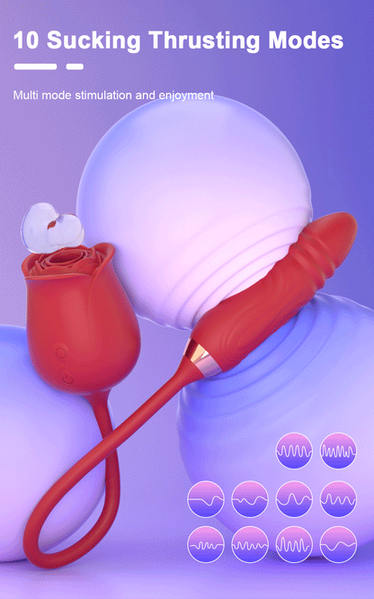 Sexy Adult Female Rose-Sucking Dildo Vibrator Women Nipple Clit Stimulator Vibrating Penetration Vagina Vibrator Erotica Toys