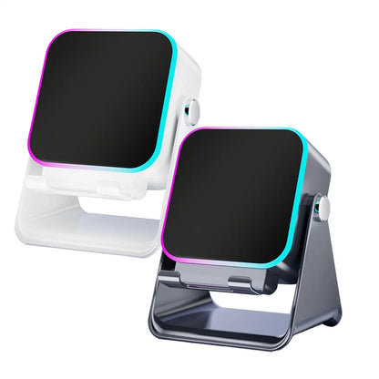Upgraded Folding Phone Holder With Induction Speaker & Light, 10W Portable Audio Bracket For Desk, Home, Office, Travel Decor
