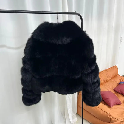 ZADORIN Luxury Big Collar Spliced Cropped Faux Fur Coat Woman Clothing Thicken Furry Faux Fur Jacket Winter Fur Coats Top Mujer