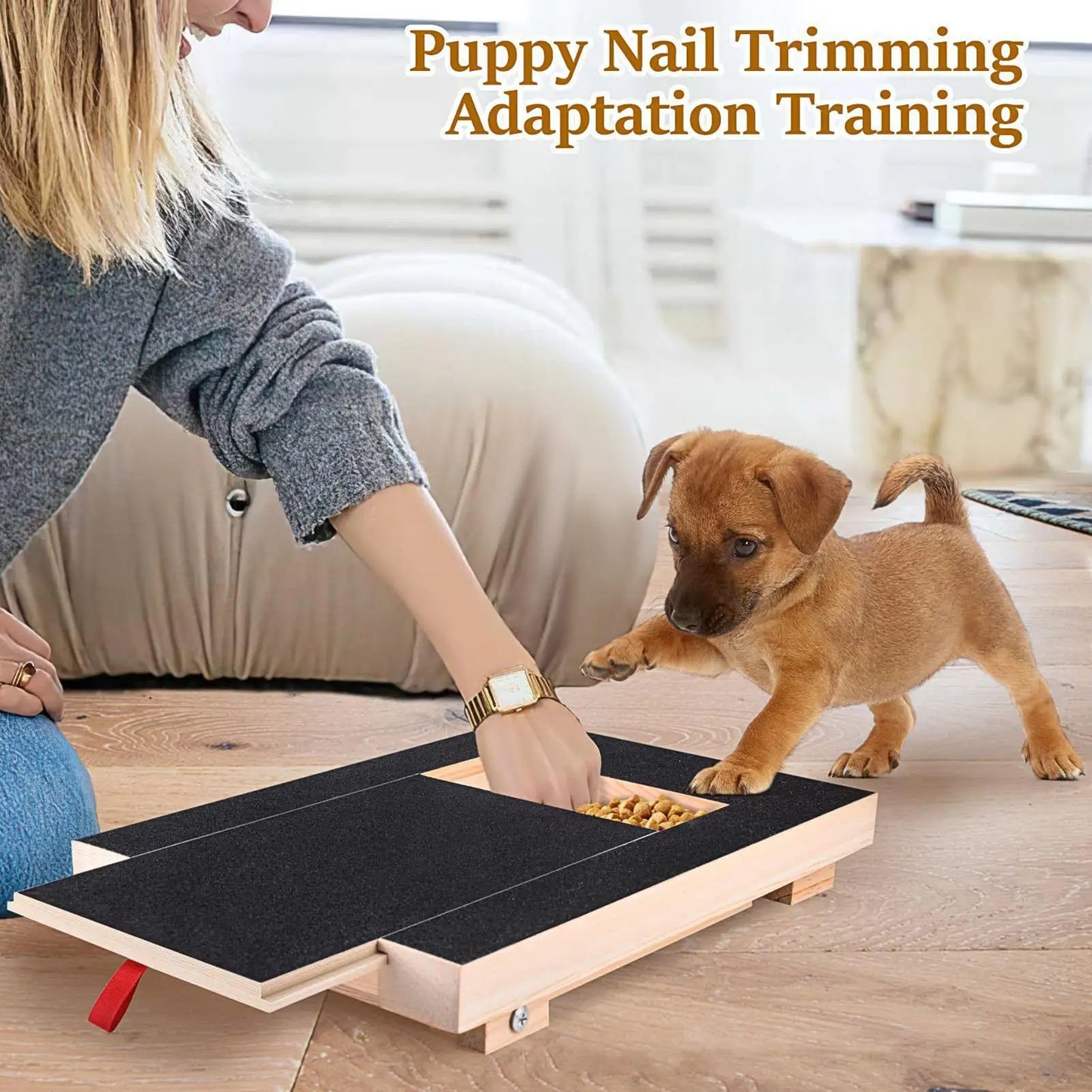 Dog Nail Scratch Board With Stand Wooden Pull-out Dog Scratching Post With Treat Box Pet Durable Dog Paw Repair Board For dog