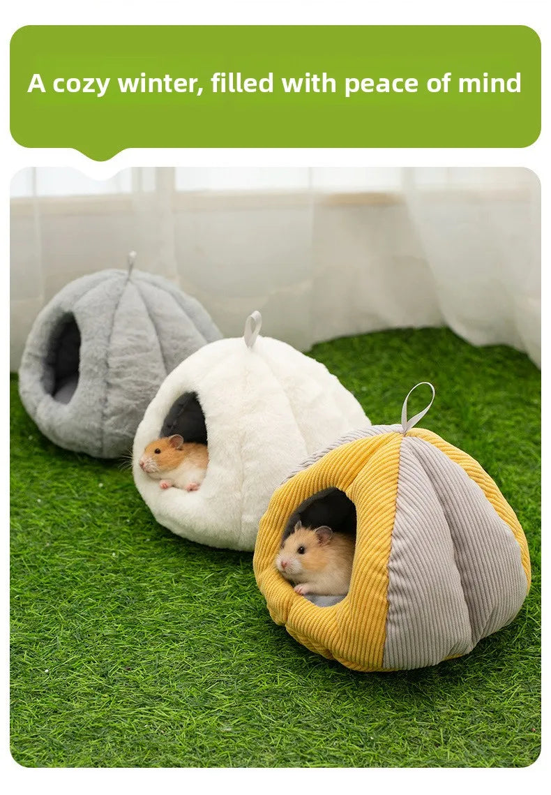 Small Pet Winter Warm Nest Rabbit Fleece Hamster House Gerbil Hideout Plush Mouse Sleeping Cave for Hamsters Mice