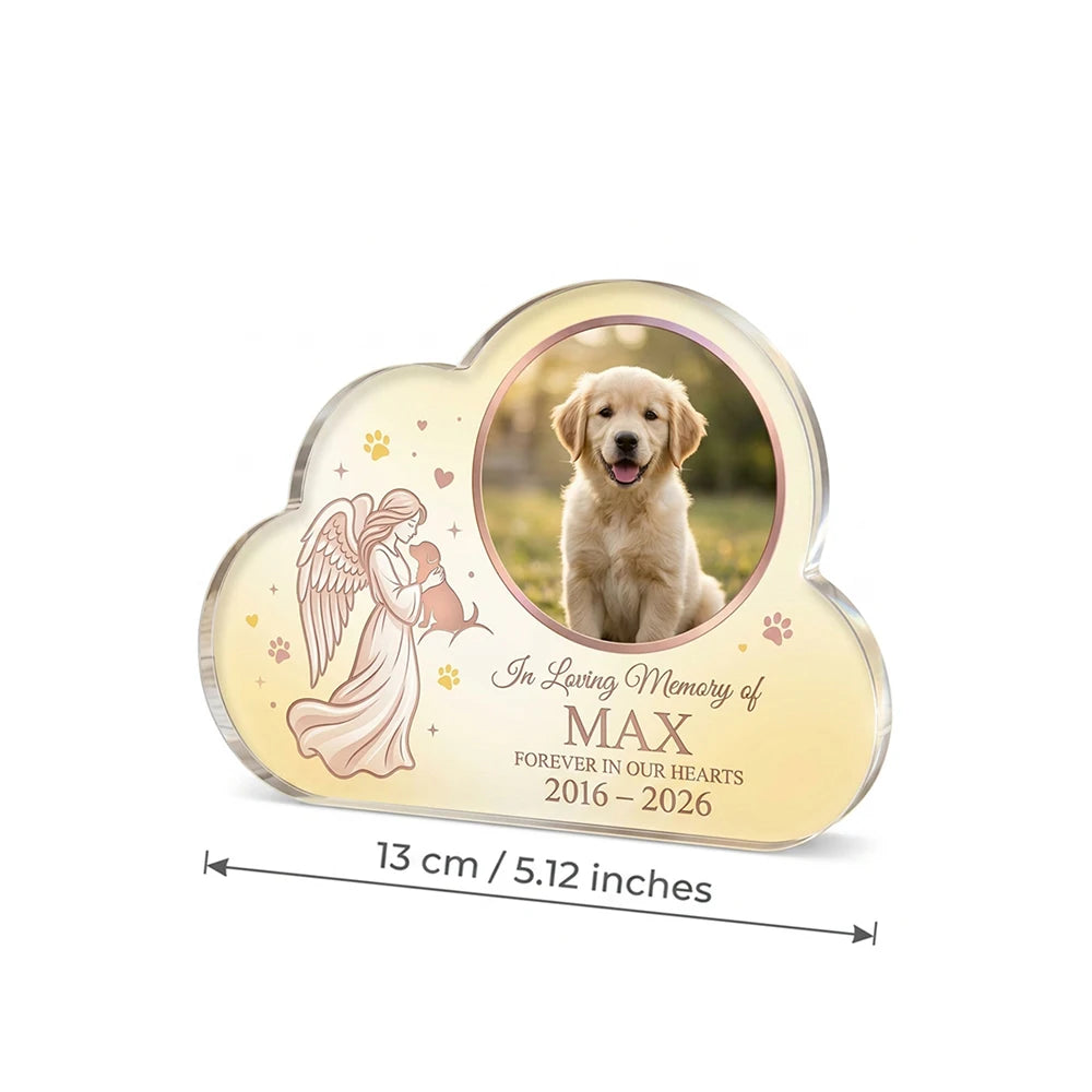 Custom Photo & Text,Cloud‑Shaped Acrylic Pet Memorial Plaque,Desktop Ornament,Pet Loss Keepsake,Sympathy Gift,Memorial Day