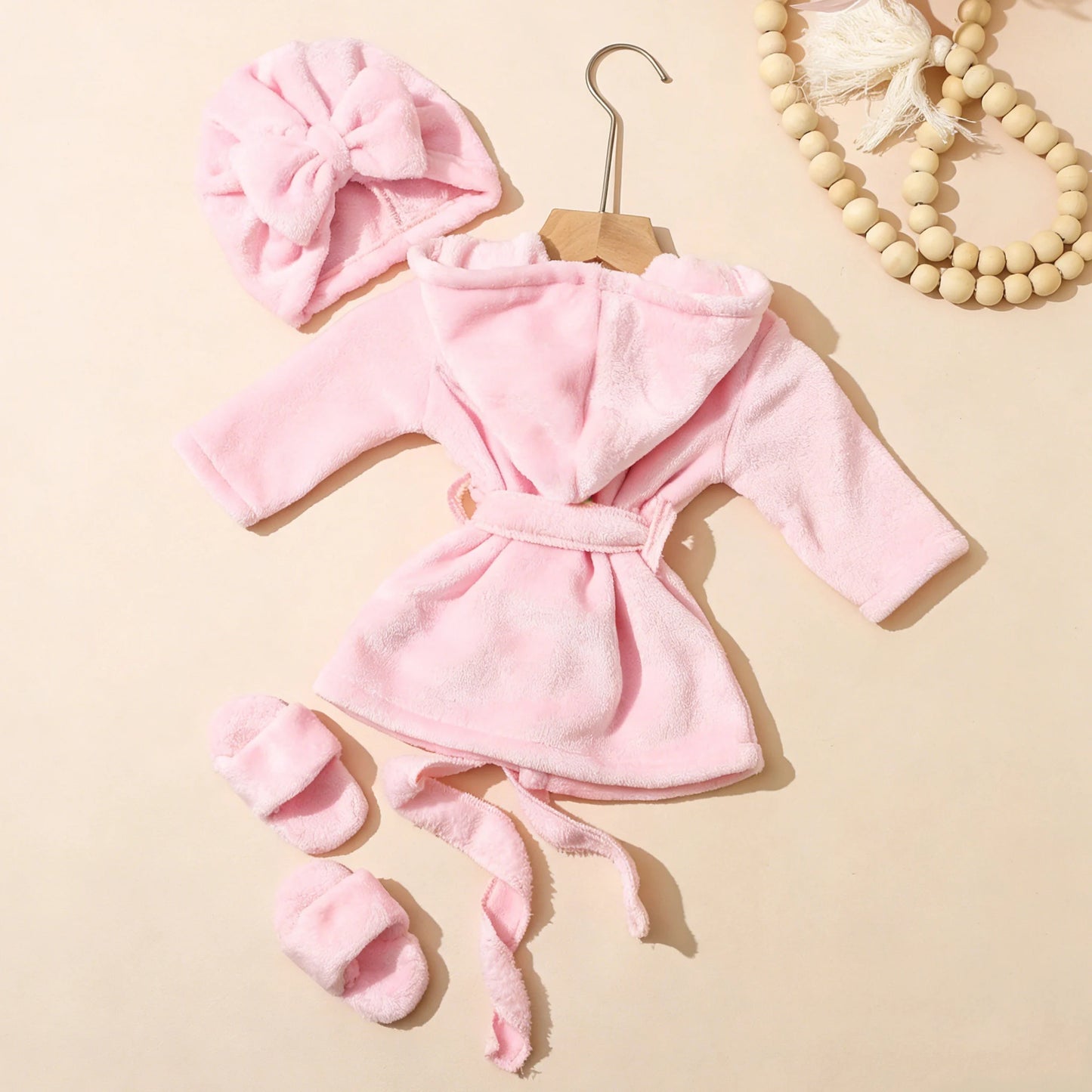 Newborn Photography Props Bathrobes Bath With Belt Shower Cap Outfit Photo Props for Infant Boys Girls Shoot  Accessories-HD
