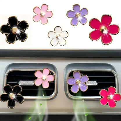 4-8pcs/set Small Car Air Outlet Perfume Decoration Clip Flower Daisy Design Car Interior Aromatherapy Fresheners Diffuser Access