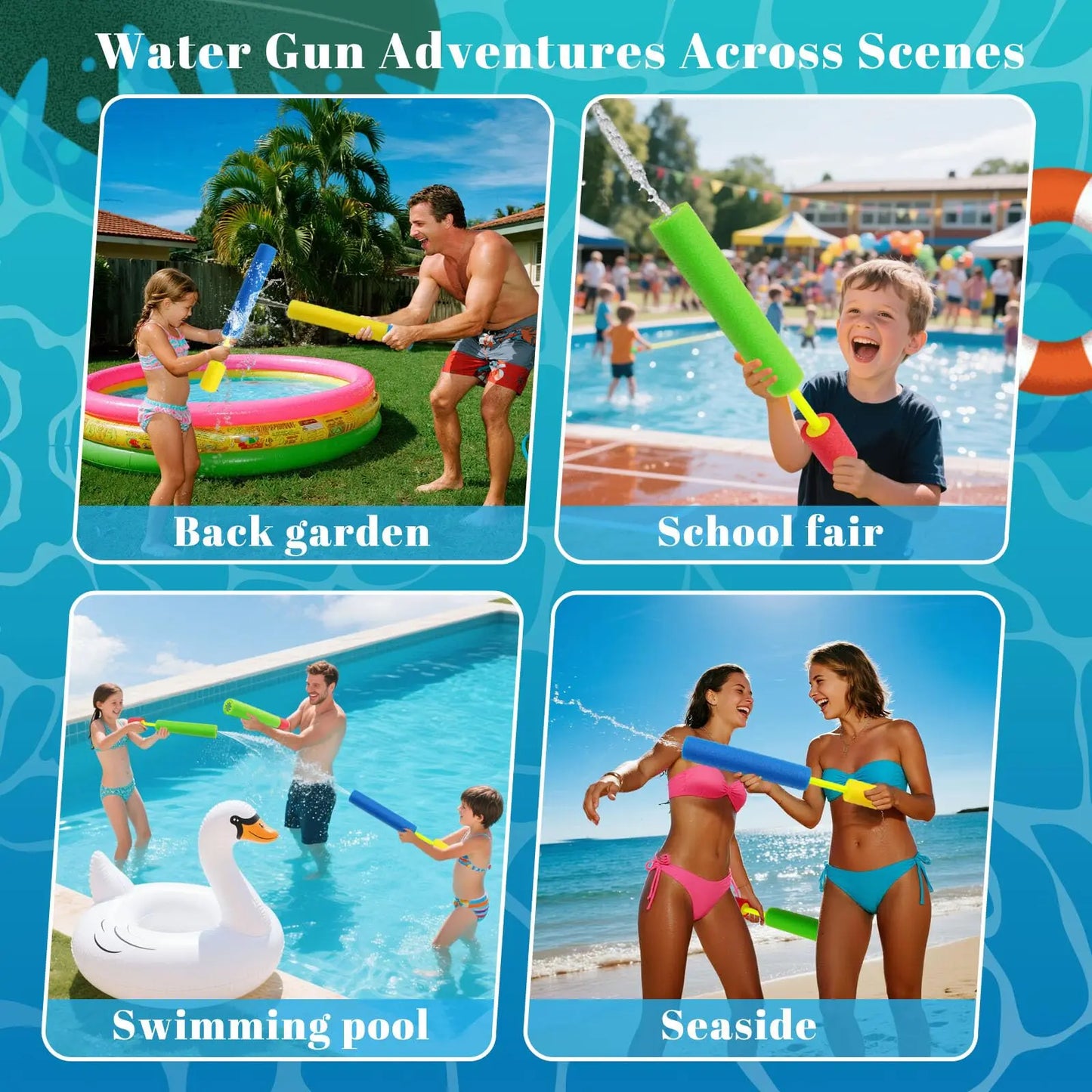 6/8Pcs Foam Water Guns Toys for Kids Long Range Water Squirter Blaster Soaker Guns Fighting Game for Outdoor Beach Swimming Pool