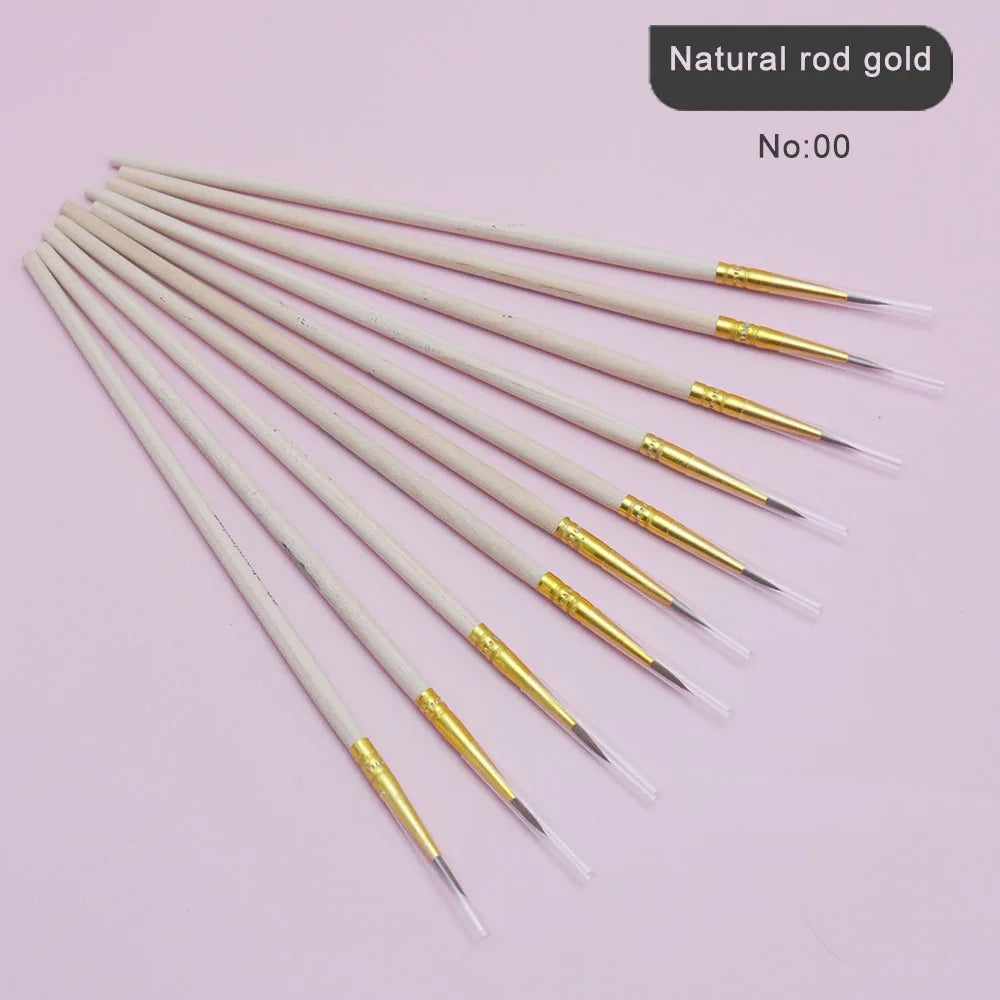 10Pcs/Set Fine Hand-painted Thin Hook Line Pen Short Wood Rod Drawing Art Pen Paint Brush Art Supplies Nylon Brush Special Offer