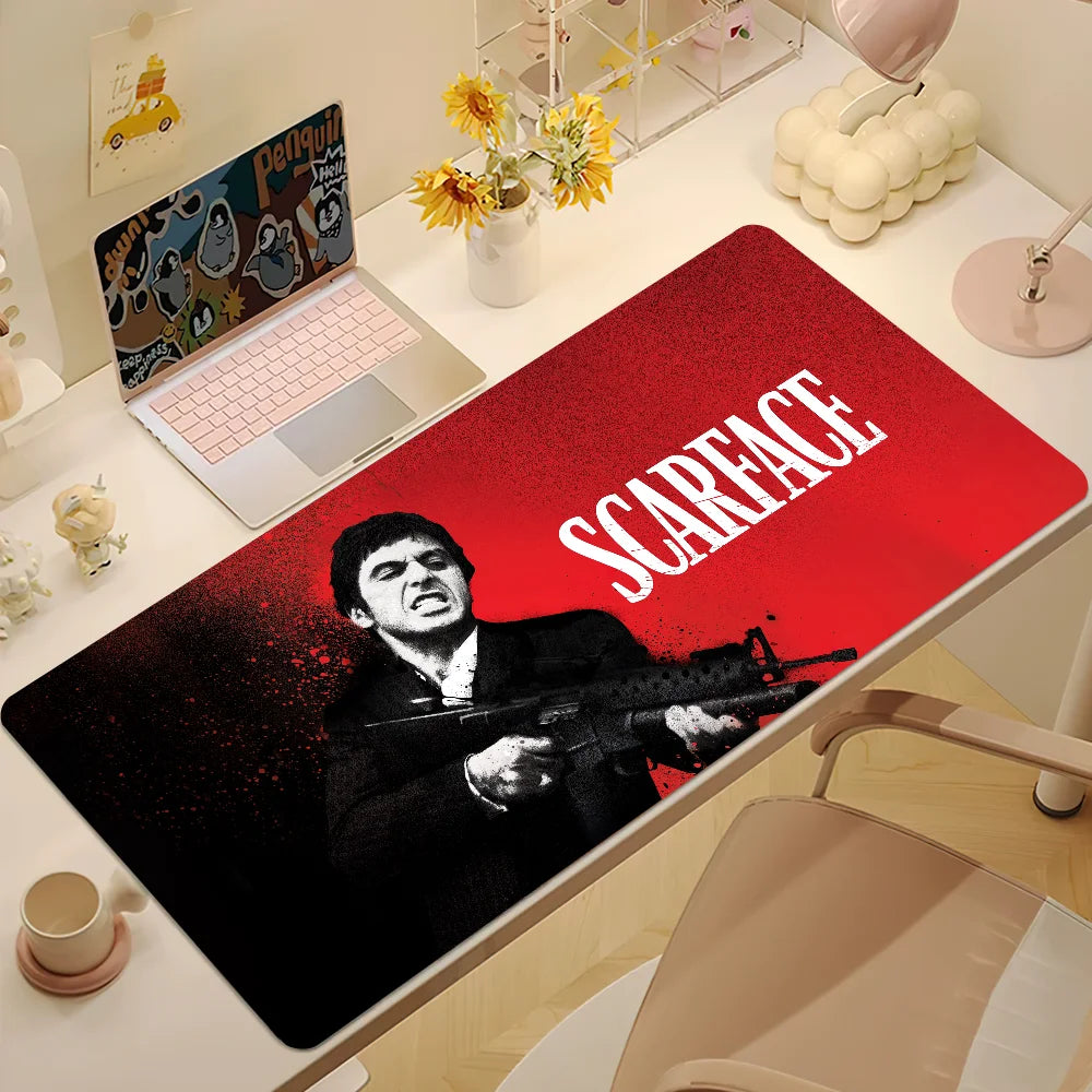 S-Scarface Tony Montana Mouse Pad Large Desk Mat Keyboard Ergonomic Office Rubber PC Non-slip Anti-fray Home Custom Best Price