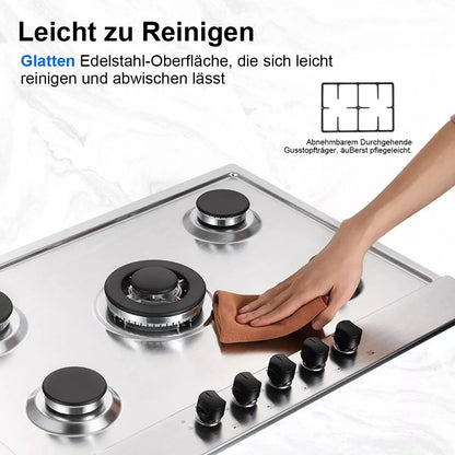 TopStrong 2/4/5 Burner 4200W Stainless Steel Auto Flame Protection Built-in for Natural Gas/Propane, Easy Clean, 30cm‌ Gas Hob
