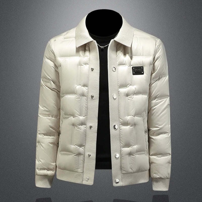 Minglu Autumn Winter Single Breasted Men's Jackets High Quality Solid Color White Duck Down Casual Down Male Coats Plus Size 5XL