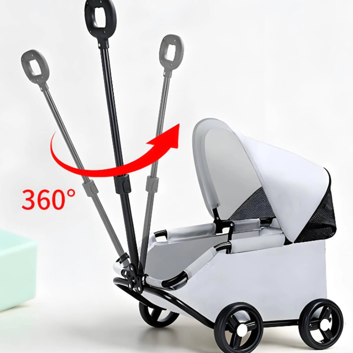 Foldable Pet Stroller 360-Degree Steering Lightweight Pet Stroller Rolling Carrier Body Transport Easy Fold