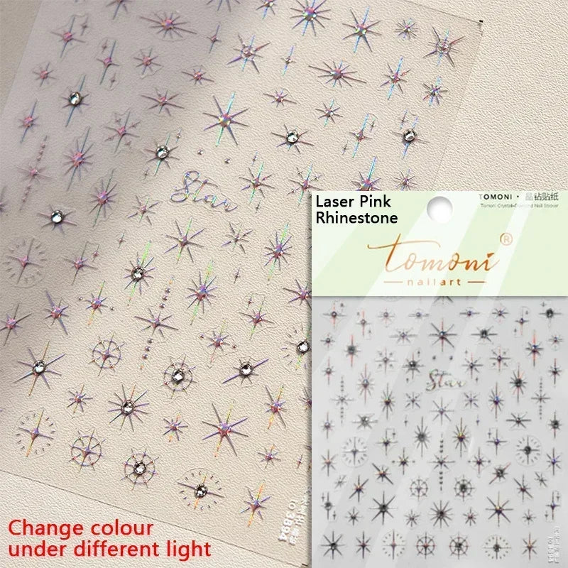 1 piece  5D silver nail stickers metal mini star nail art stickers high quality exquisite decals self-adhesive nail art stickers