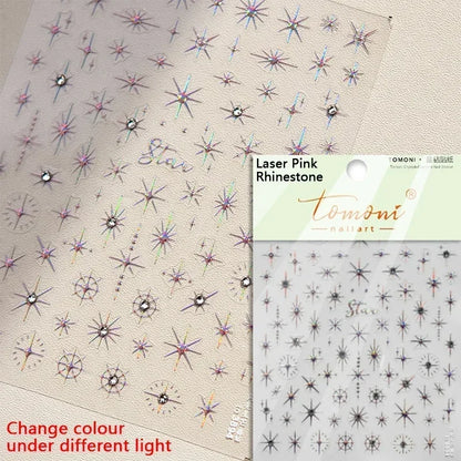 1 piece  5D silver nail stickers metal mini star nail art stickers high quality exquisite decals self-adhesive nail art stickers