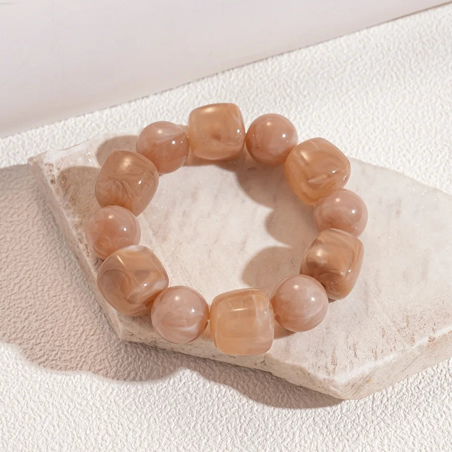 Acrylic Irregular Square Round Beaded Bracelet Bangle for Women Imitation Stone Chain Bracelet Hand Accessories Couple Gifts K