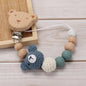 Cartoon Bunny Pacifier Chain Clip Wood Crochet Bear Teething Chain Baby Teether Soother Holder Newborn Chew Toys Pacifier Clips