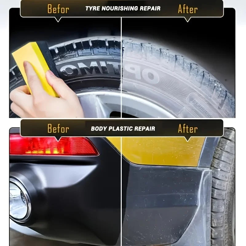 Car Tire Wax Restorer Gloss Enhancer Crystal Clear Plastic Panel Renewal Coating Agent Tire Back To Black Shine Enhancer Polish