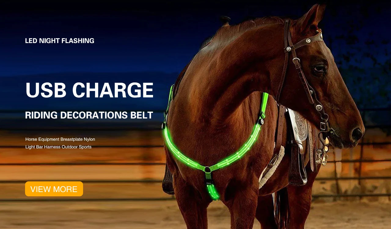 LED Horse Tail Trappings Night Riding Safe Equestrian Flashing Light Bar Harness Equipment Outdoor Sports Horse Tail Decor
