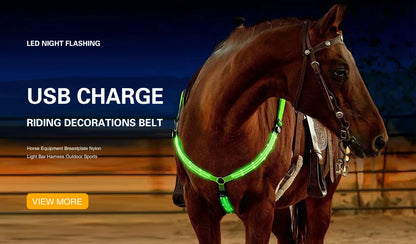 LED Horse Tail Trappings Night Riding Safe Equestrian Flashing Light Bar Harness Equipment Outdoor Sports Horse Tail Decor