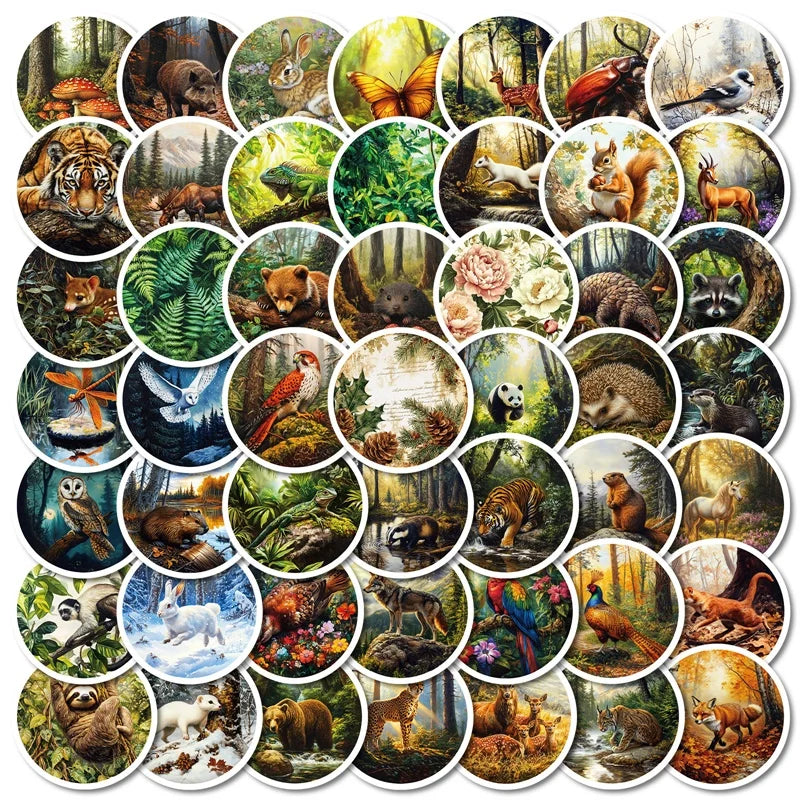 10/30/50PCS Kawaii Forest Animal Sticky PVC Sticker Aesthetic Children's Stationery DIY Decoration Scrapbooking School Supplies