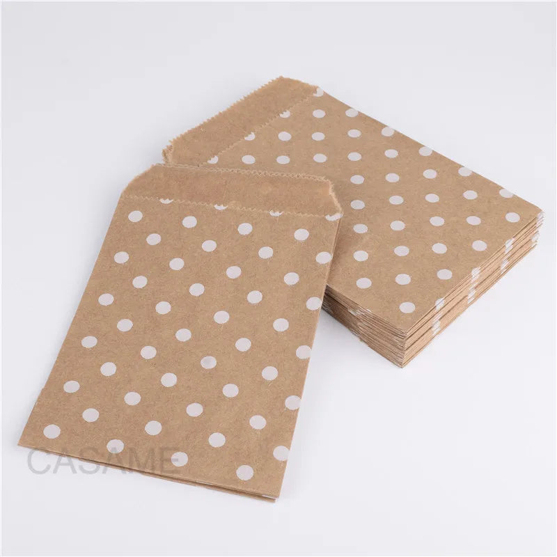 50 Pcs Red Blue Green Thank You Kraft Paper Bags Cute  Happy Birthday Gift Pouch Retro Party Favor Bag Candy Cookie Supplies