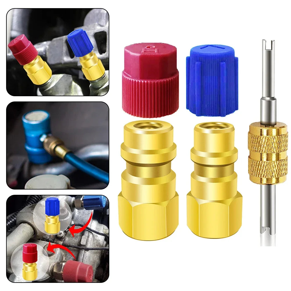 1 Pc R12 To R134a Conversion Kit Air Conditioner Filling Valve Fittings Port Adapter Retrofit Quick Disconnect Couplers