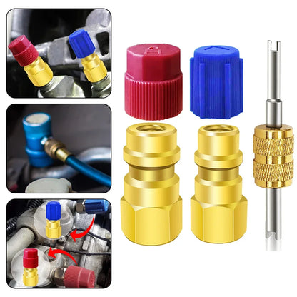 1 Pc R12 To R134a Conversion Kit Air Conditioner Filling Valve Fittings Port Adapter Retrofit Quick Disconnect Couplers