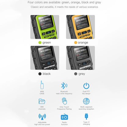 Baofeng UV-5R Mini Walkie Talkie Bluetooth Programming Wireless Copy Frequency Full Band 999CH AM FM Type-C Long Range Ham Radio