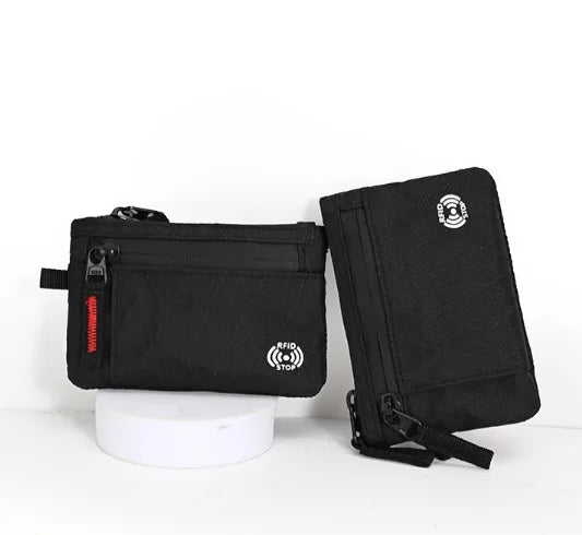 RFID Blocking Mini Travel Wallet Anti‑Scan Card Pouch with Keychain, Portable Coin Purse for Travel Daily Use
