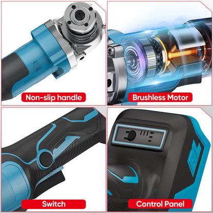 12000RPM 125MM Brushless Electric Angle Grinder Variable Speed Cutting Machine Woodworking Tool for Makita 18v Battery Pin