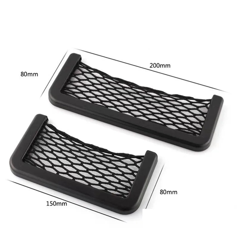 Car Seat Gap Organizer, Universal Mesh Storage Net Pocket with Strong Adhesive for Phone, Cards, Keys - Black Car Accessories