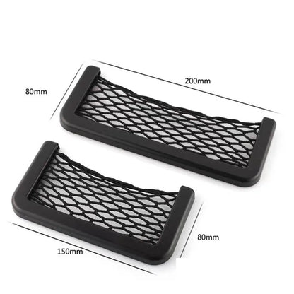 Car Seat Gap Organizer, Universal Mesh Storage Net Pocket with Strong Adhesive for Phone, Cards, Keys - Black Car Accessories